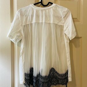 Zara White and Black Lace Short Sleeve Top